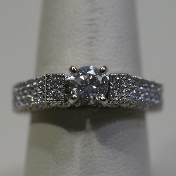 14KW Gold Genuine Diamond Engagement Ring - Picture 2 of 8